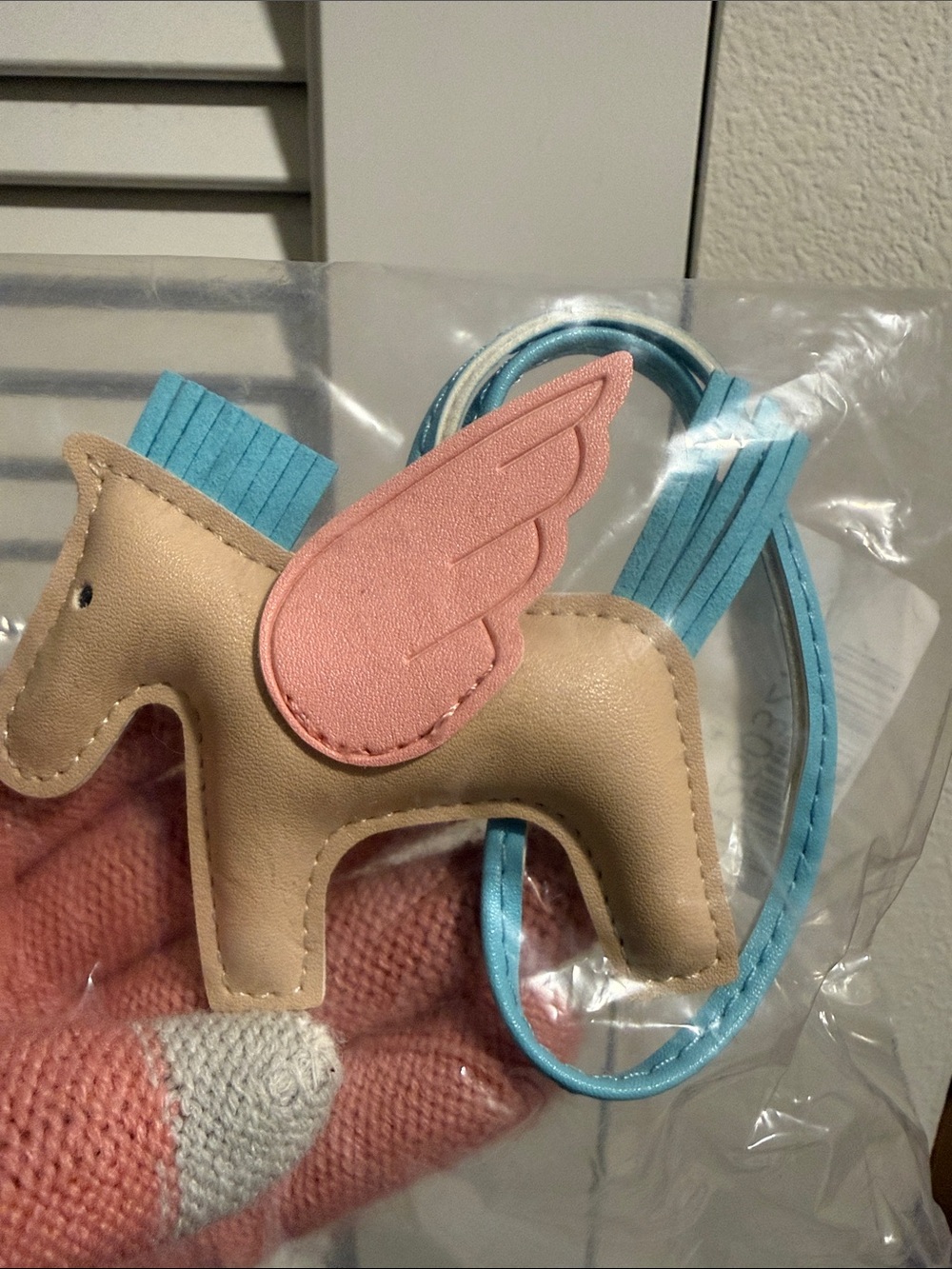 Winged Pony Bag Charm - Pink & Light Blue